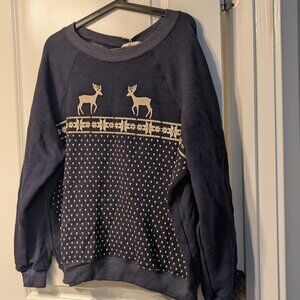 Wildfox Fox Deer Holiday Fleece Sweater Size L (Large)
